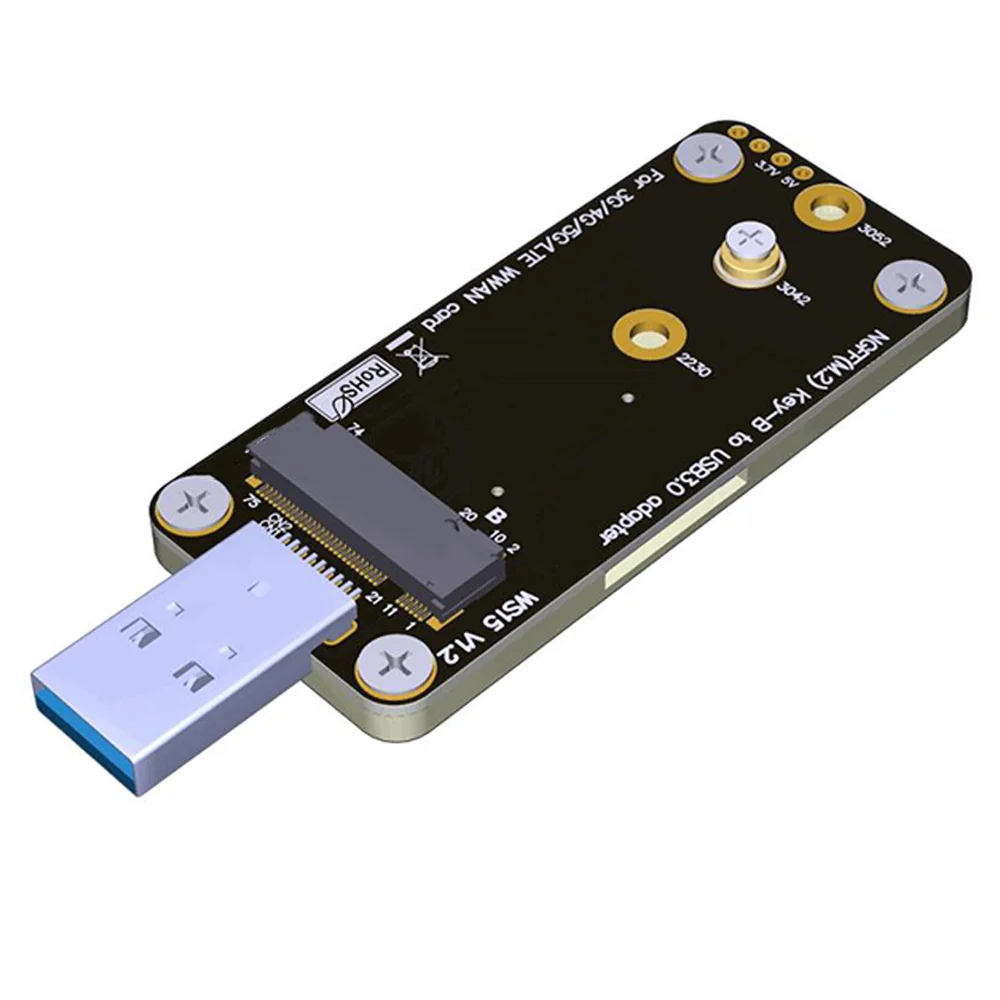 M.2 NGFF Key B To USB 3.0 Adapter Card with Dual SIM Card Slots WS15, Support 4G/5G/LTE Module, free shipping