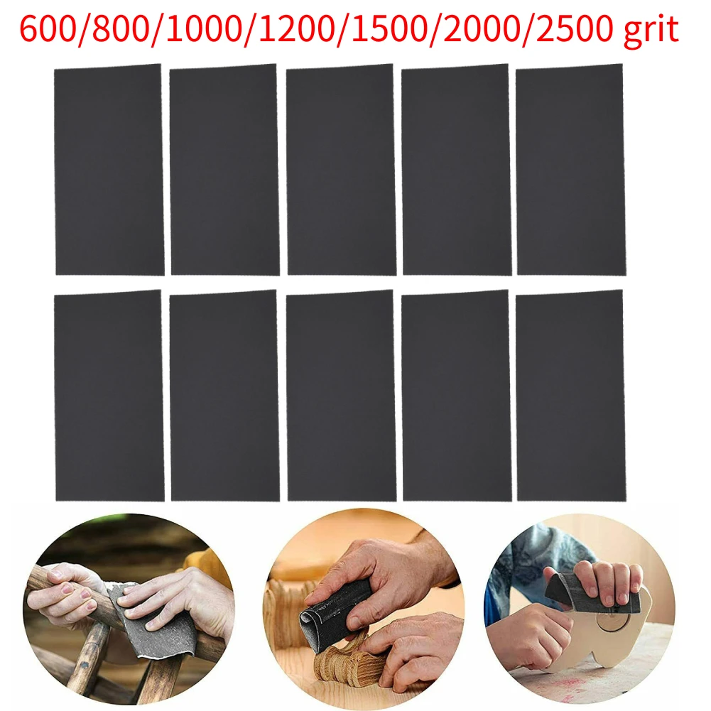 10pcs Sandpaper Wet Dry 600/800/1000/1200/1500/2000/2500 Grit Metal Glass Ceramics Wood Polishing And Grinding Sandpaper