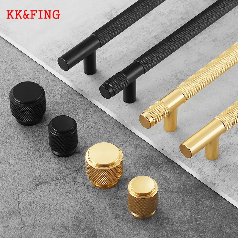 Kk & fing puxadores e puxadores simples de liga de alumínio, preto e dourado, para armário de cozinha, gaveta, guarda-roupa, porta, ferragens de móveis