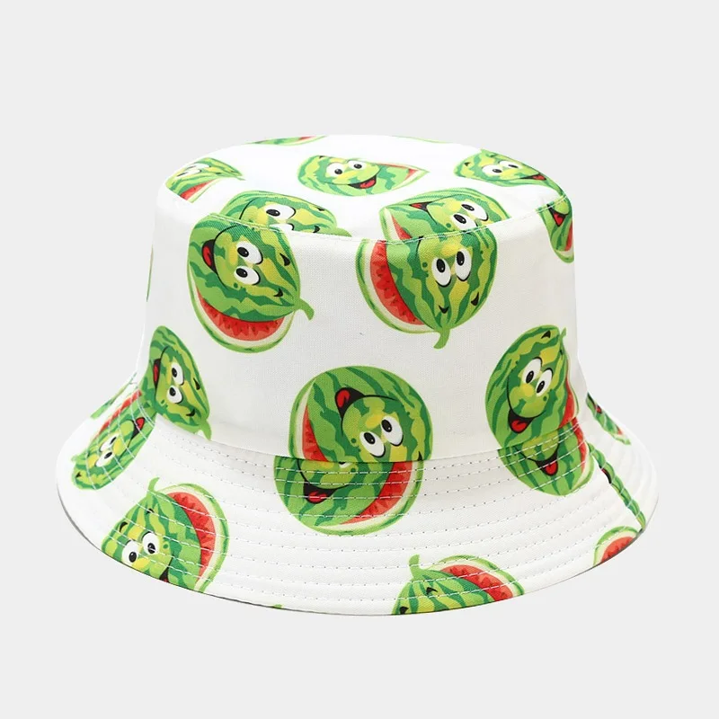 Kreative bedruckte Eimerkappe mit Fruchtmuster, Unisex, Freizeit-Fischerhut für den Außenbereich, Sommer-Strand-UV-Schutz-Sonnenhut, Panama-Bob – Detail 19