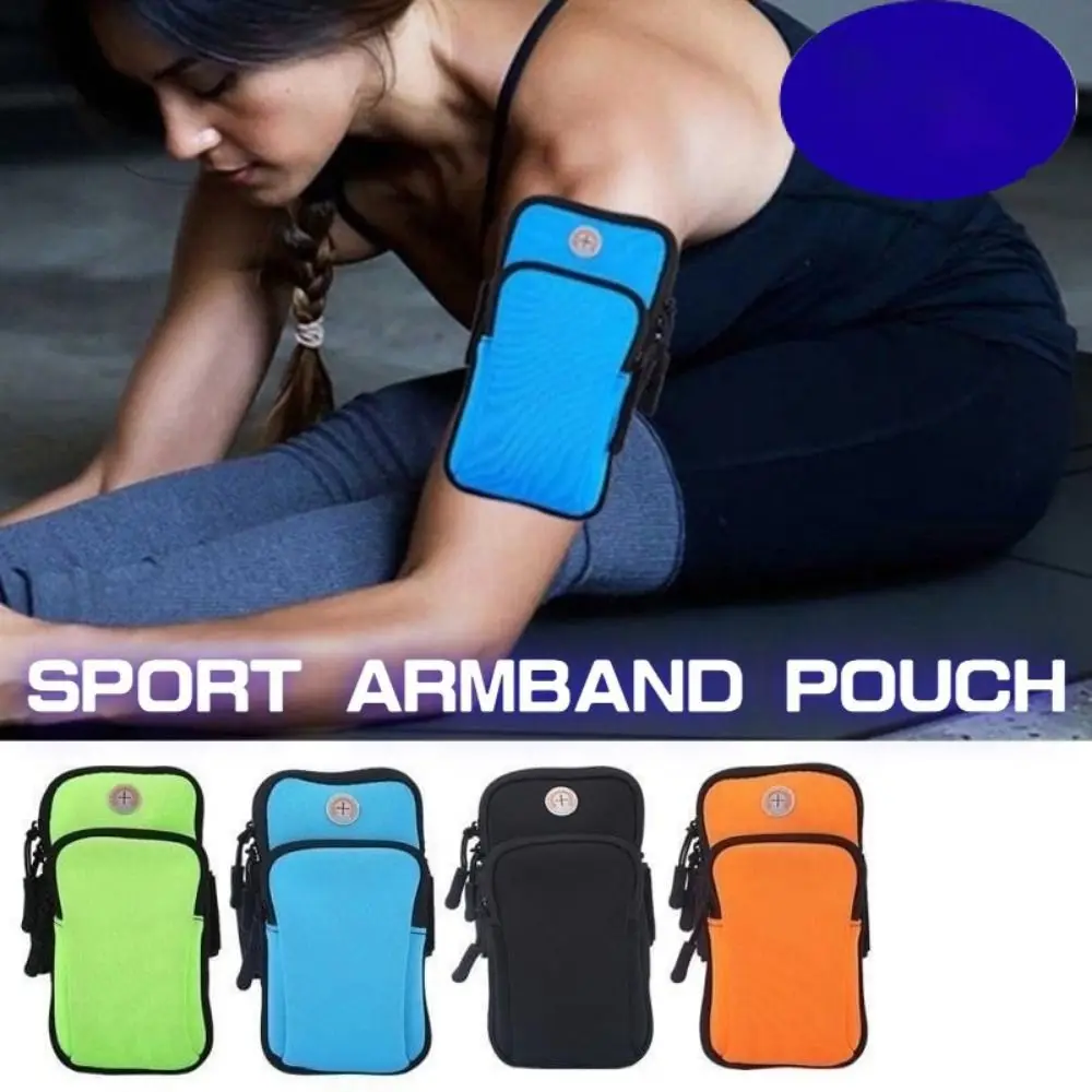 Neopreen sportarmband telefoonhoes ademend gaas zwart blauw groen met headsetgat waterdichte hardloopaccessoires universeel