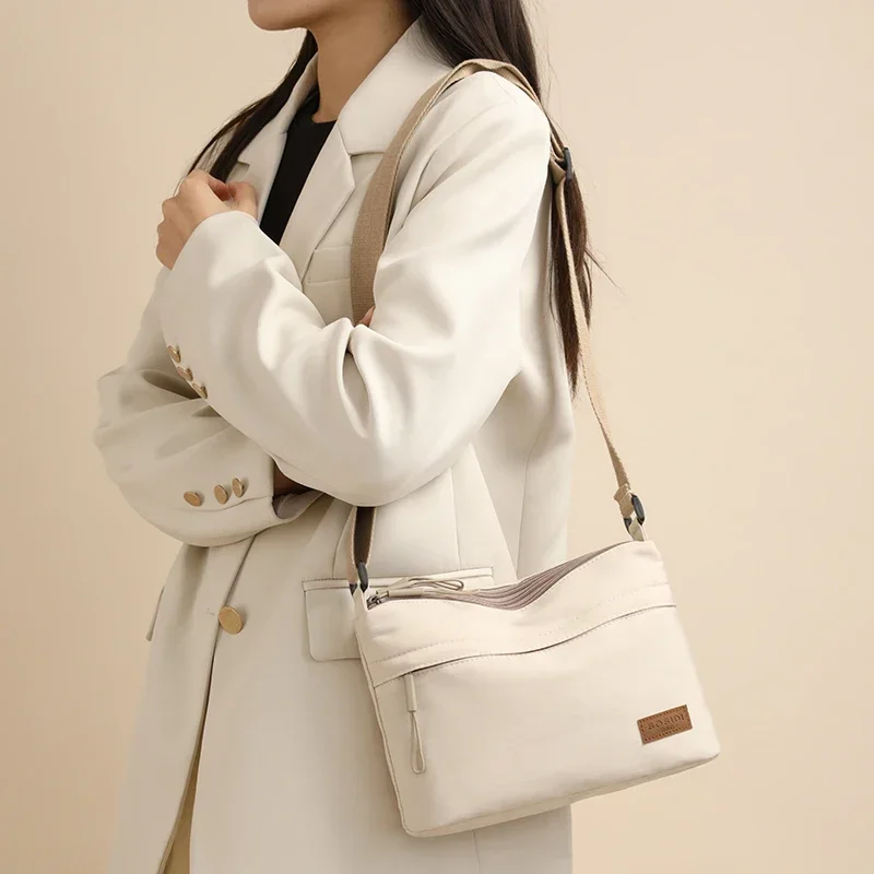 3 Main Pockets High Capacity Shoulder Crossbody Bag for Women Multi-pocket Purse Canvas Handbag Suitable for Mothers Shopping 가방