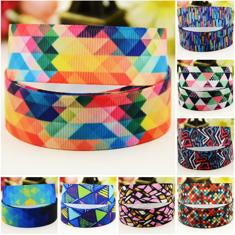 

22mm 25mm 38mm geometric Cartoon Character printed Grosgrain Ribbon DIY Hair Bows Merry Party Gift Decoration Material 10 Yards