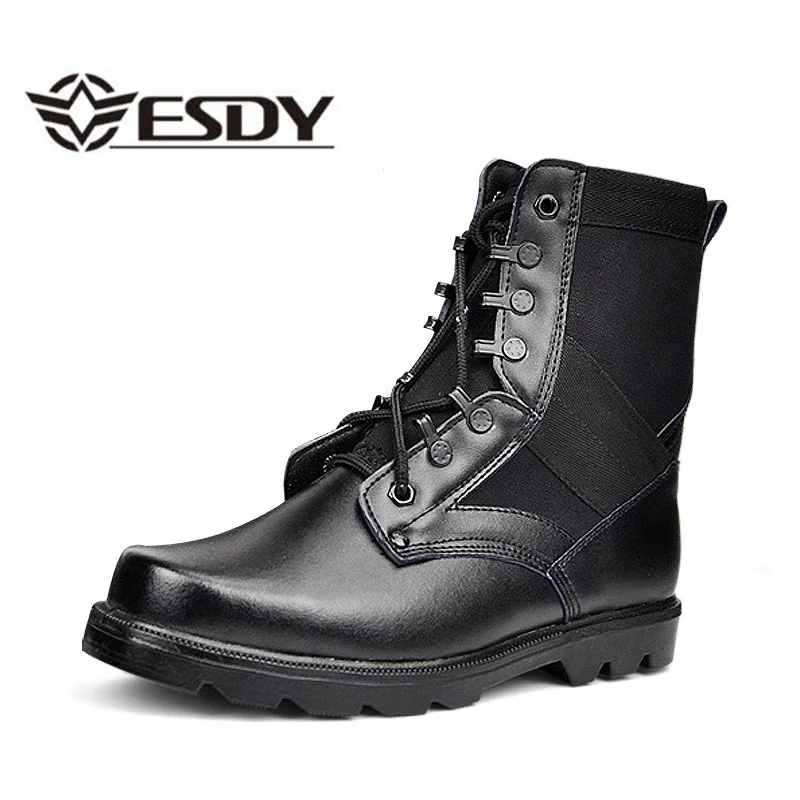 

Men Combat Boots Steel Toe Leather Black Tactical Boots Men's Work Safety Shoes Rubber Sole High Top Men Labor Protection Boots