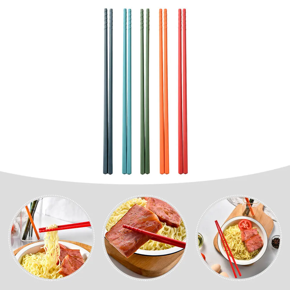 

Silicone Chopsticks Set Heat-Resistant Non-Slip Kitchen Home Use Dishwasher Safe Portable Anti-Scalding Household