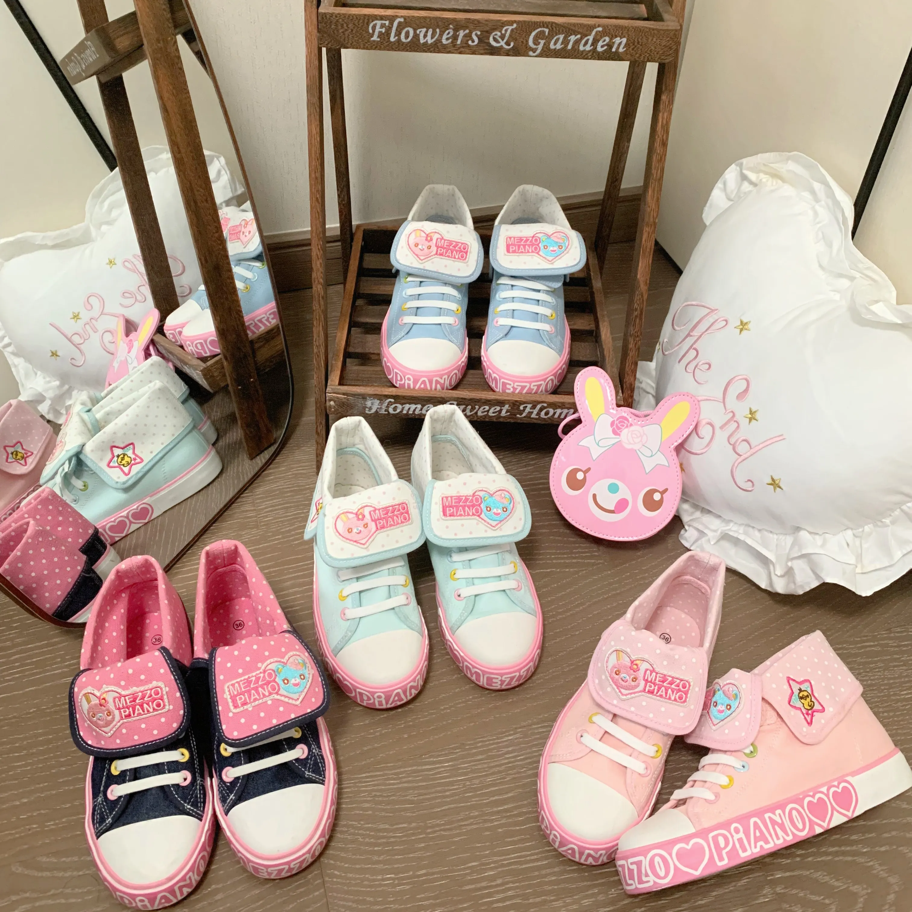 

Autumn New All Match Sweet Girl Jojifuku Denim Shoes Japanese Cartoon Mp Embroidery Cute Pink Canvas Shoes Y2k Accessories