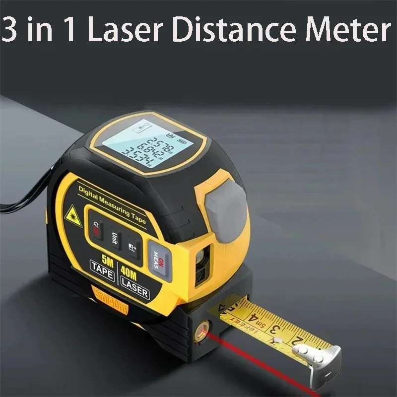 Laser Tape Measure 40m/60m Laser Distance Meter Rangefinder Laser Tools 3 In 1 Digital Tape Measuring Tools With Backlit Display