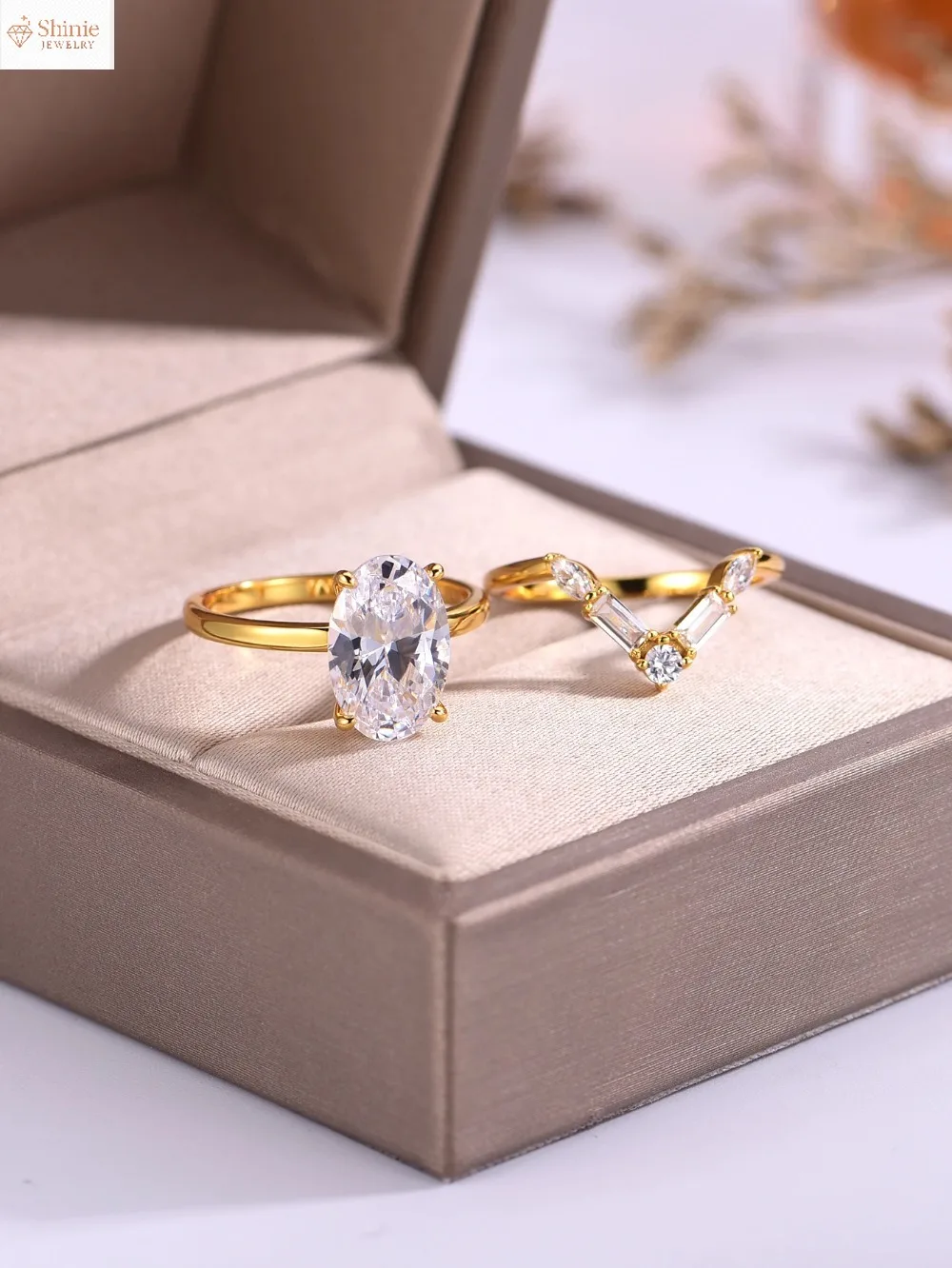 

2 шт. S925 стерлингового серебра 4,5 карата овальное кольцо с муассанитом ювелирные изделия подходят для подарка персонализированный модный подарок на день рождения