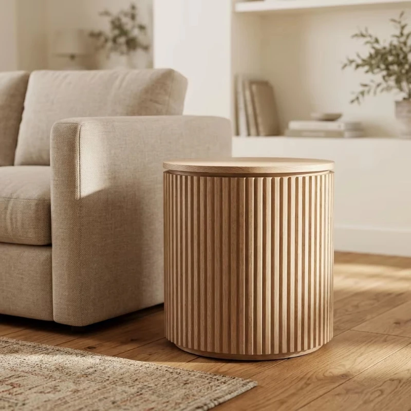 Interior furniture Luxury style Solid wood lining and veneer Round living room side table