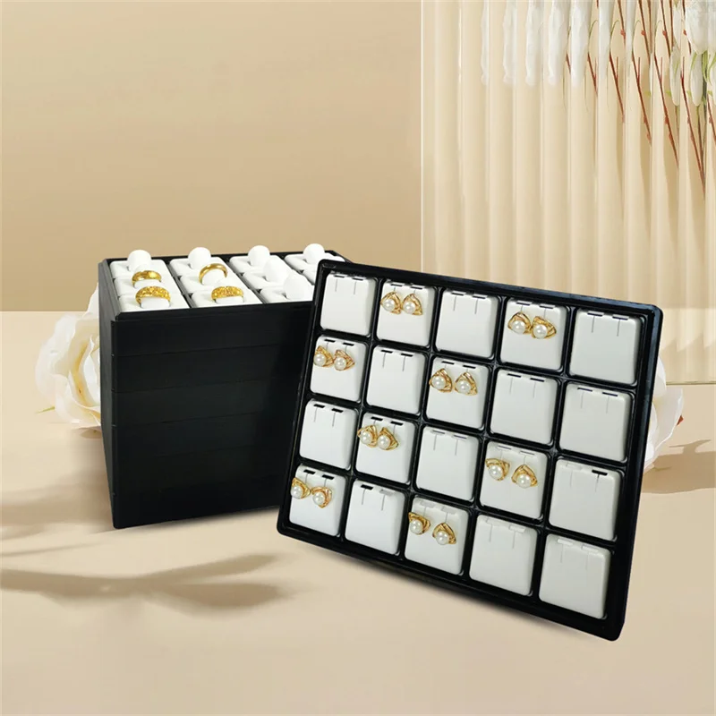 Luxury Black White Jewelry Plastic Tray for Display Ring Earring Pendant Viewing Jewelry Accessories Storage Plate