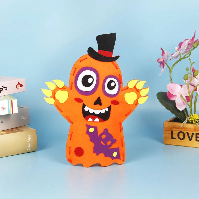 Fantoche de mão de halloween para crianças, presentes para crianças, esqueleto de desenho animado, monstro pirata, costura, kits de artesanato diy, brinquedos de dramatização