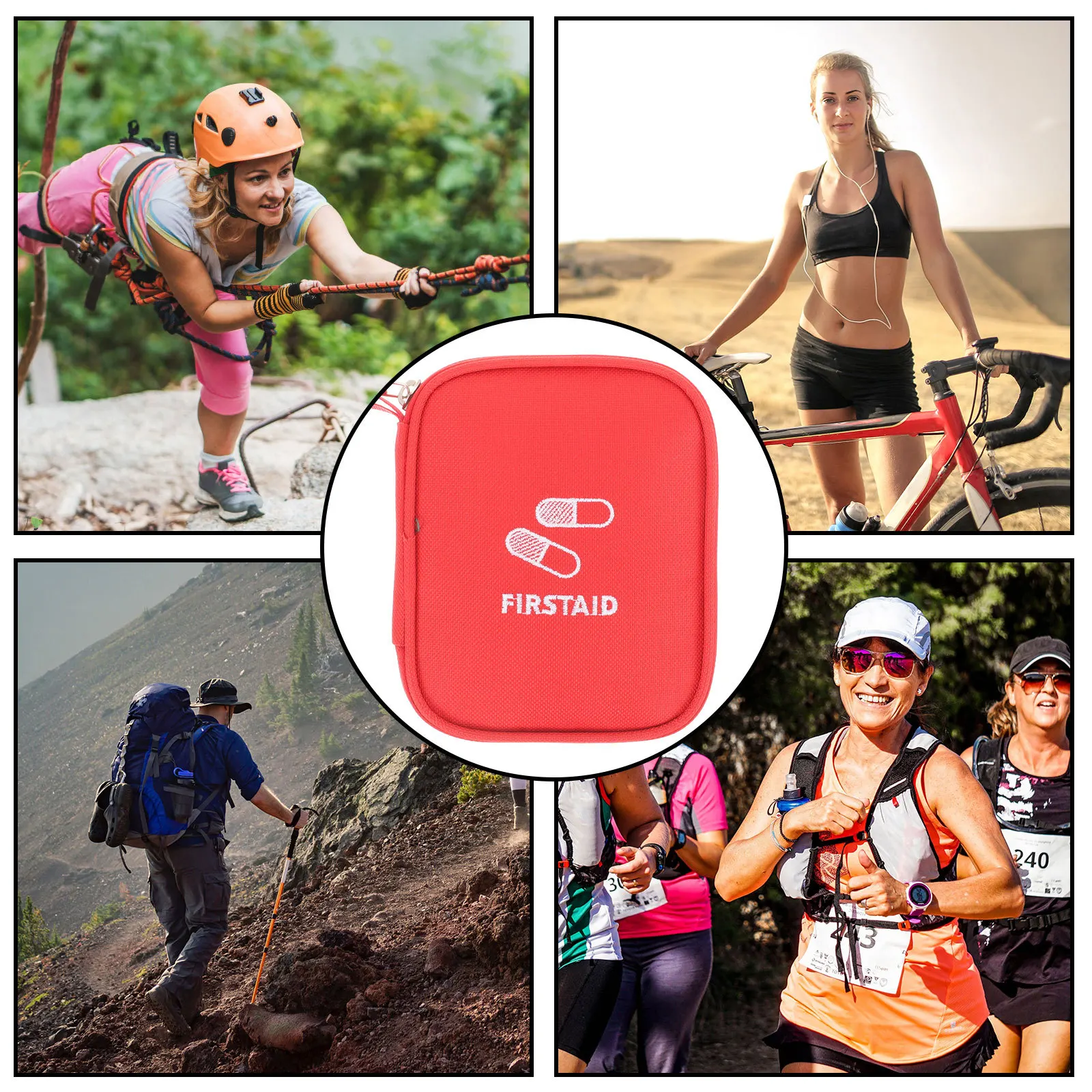 حقيبة إسعافات أولية محمولة صغيرة من قماش أكسفورد حقيبة منزلية لتخزين الأدوية والمشي لمسافات طويلة في الهواء الطلق ومستلزمات السفر والتمريض خفيفة الوزن