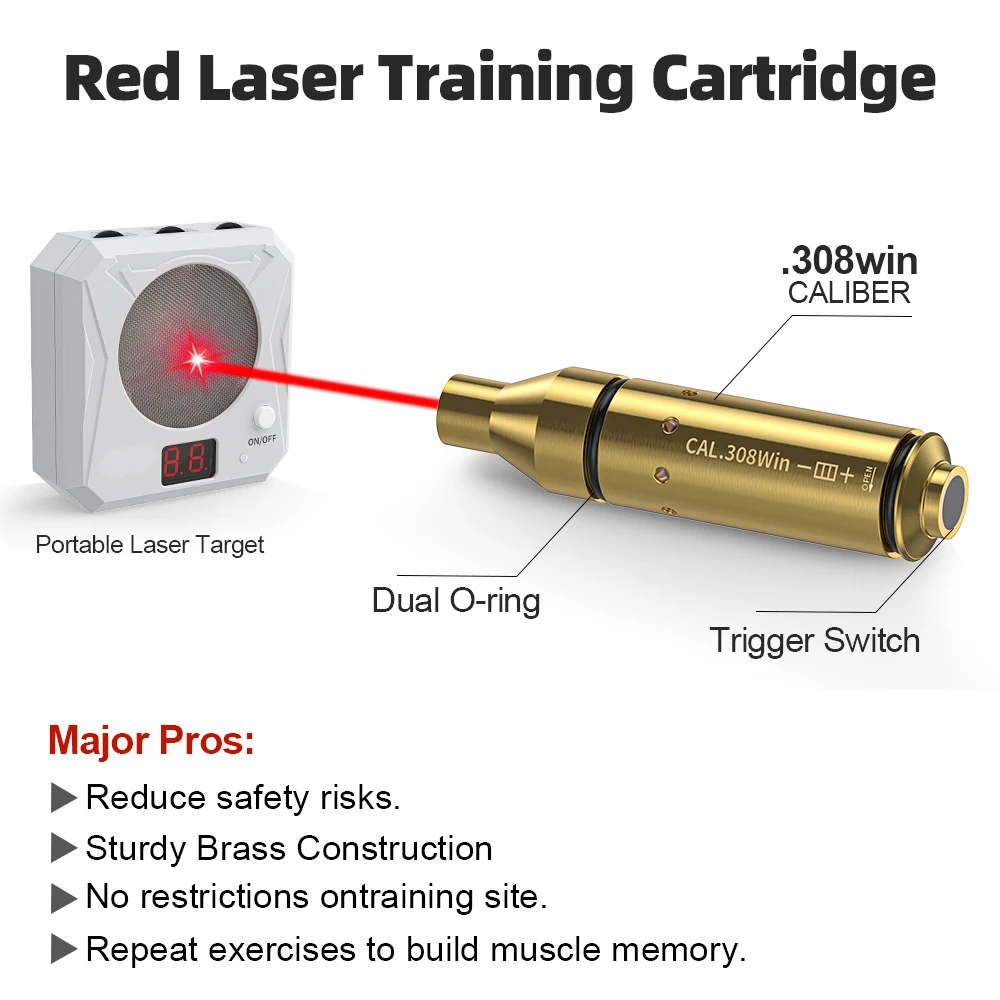 Laserowy wkład treningowy 308Win Red Dot Laser Training Bullet Dry Fire Laser Trainer Cartridge Tactical Laser Bu