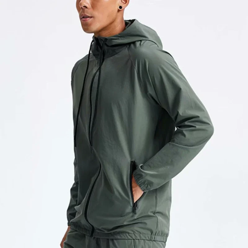 Homens de fitness esportiva ginásio treinamento manga longa hoodies moletom jogging masculino casaco cardigan zíper jaqueta corrida