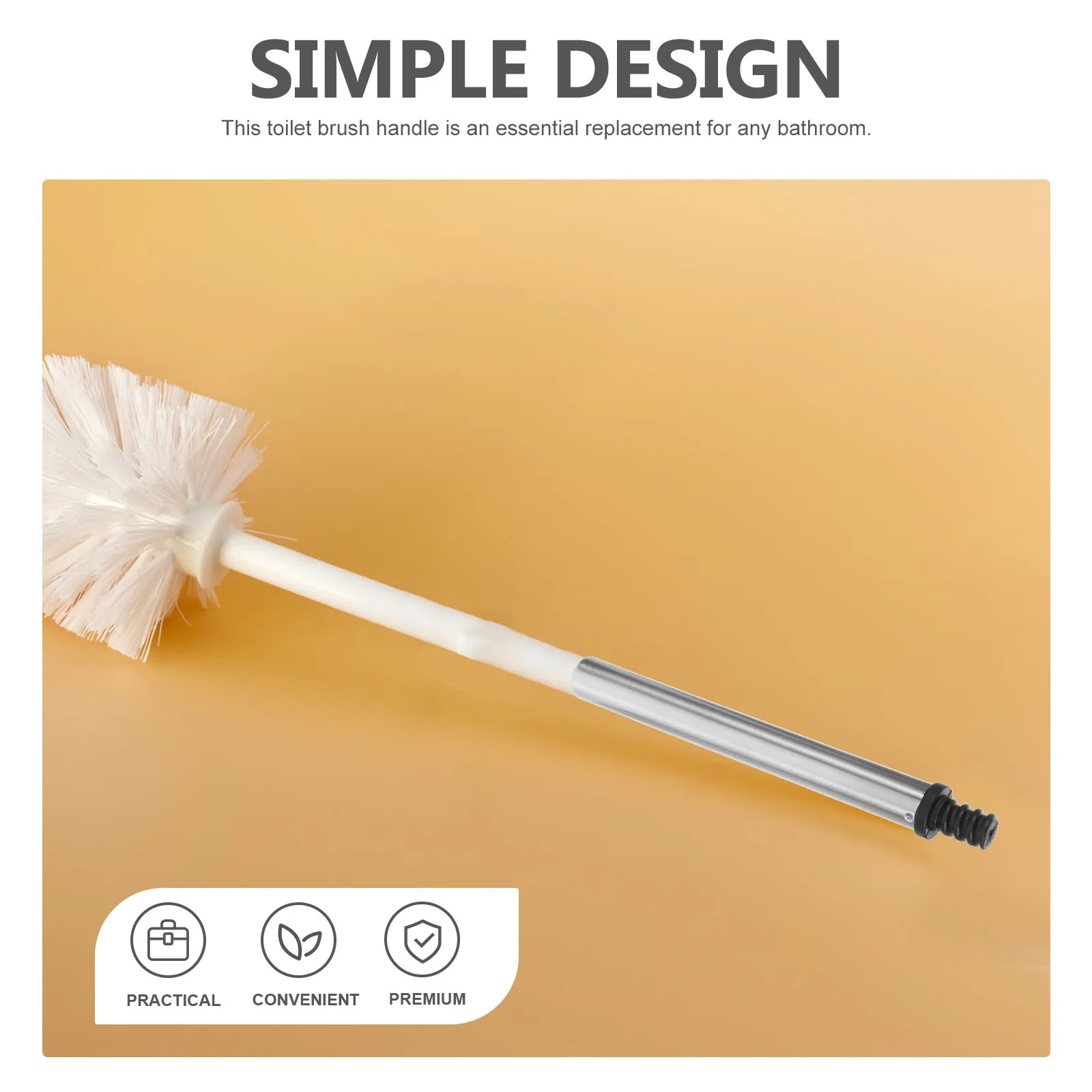 

2Pcs Toilet Brush Accessories Stainless Steel Replacement Parts Connector Handles Black 201A1 Ergonomic Design Easy Disassemble
