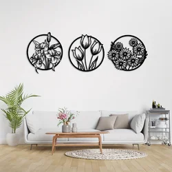 1pc, Flower Wall Art Set, Metal Wall Art, Large Wall Art Set, Home Decor Wall Art For Living Room, Flowers Wall Decor