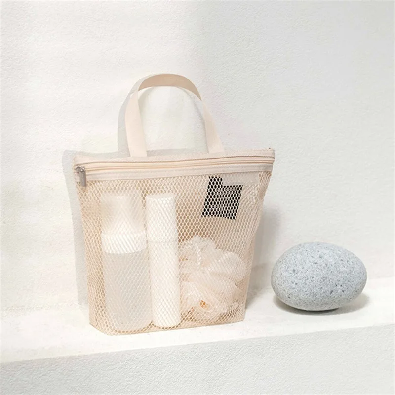 2024 New Beach Bags Women Large Capacity Mesh Transparent Bag Portable Shower Swimming Gym Tote Bag Toilet Cosmetic Bag