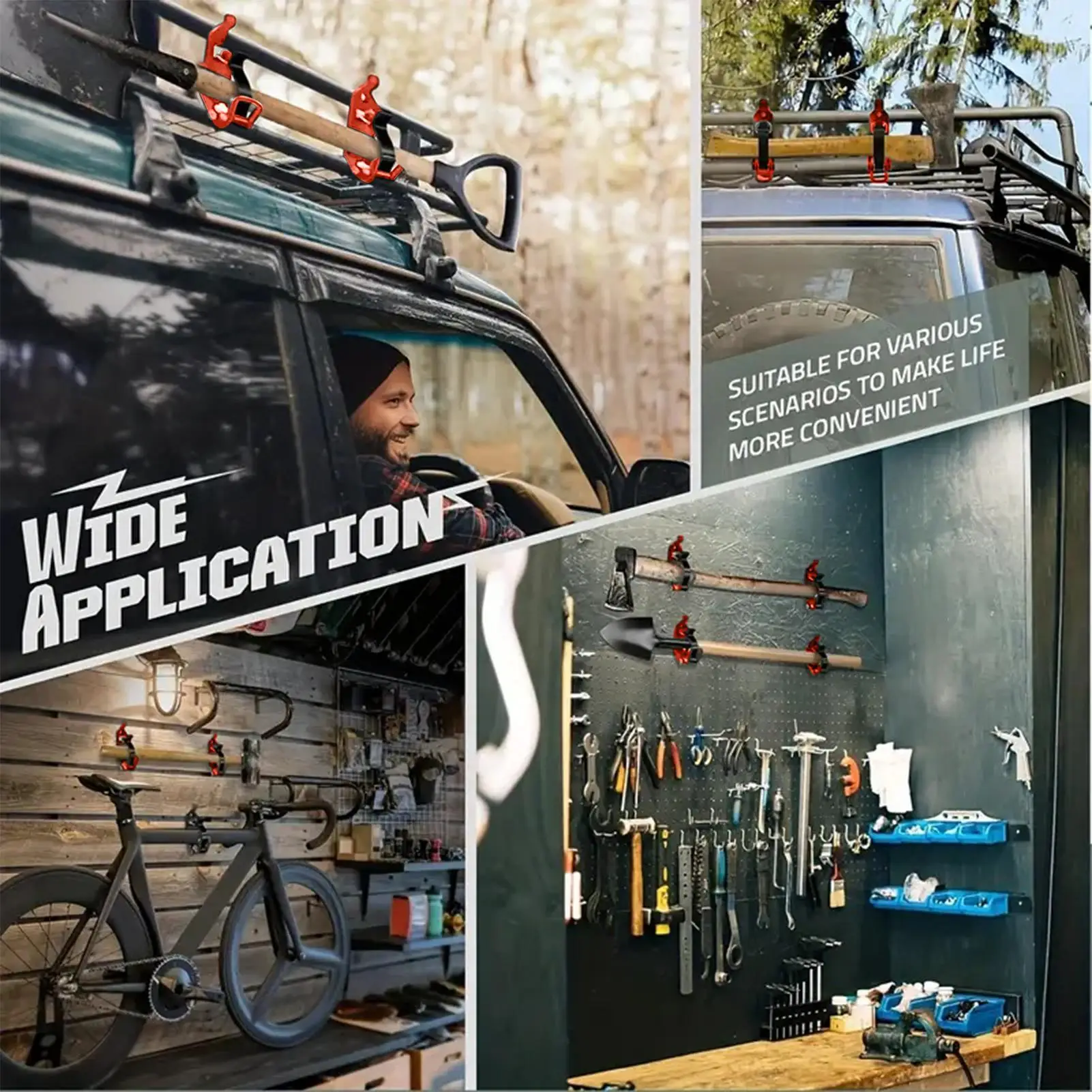

Shovel Mount Quick Release 4 Pieces Axe Brackets Wall Truck Axe Holder Tool Storage Rack For Garage Boat Firefighting Utility