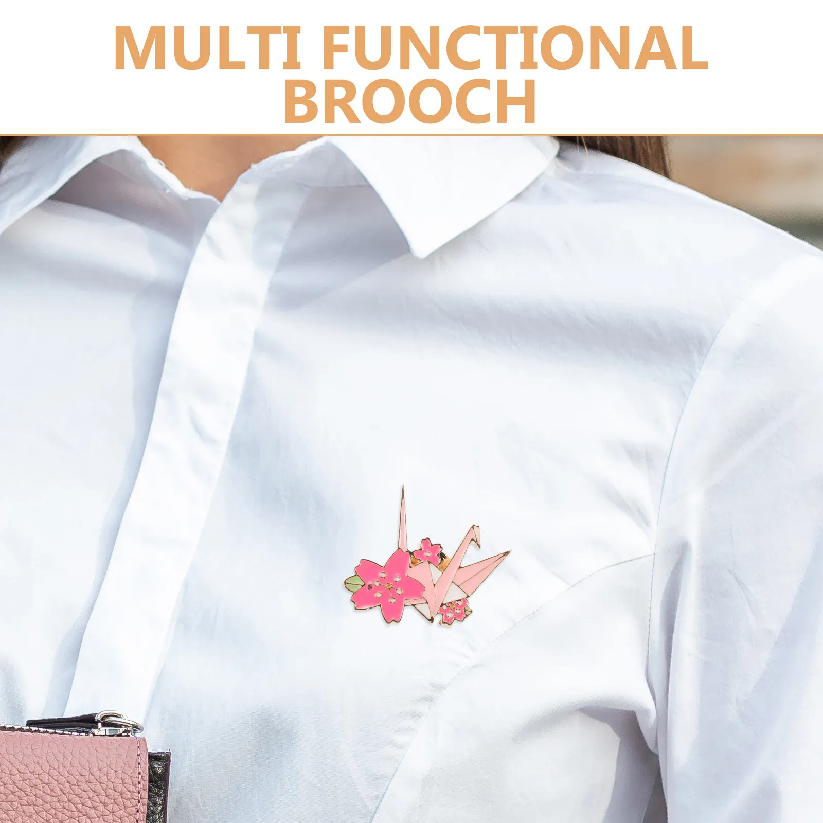 6Pcs Enamel Floral Brooch Set Cherry Blossom Crane Origami Lapel Pin Alloy Kawaii Vintage Badge for Women Cardigan Blouse Scarf