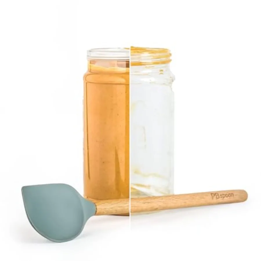 

Peanut Butter Spoon - PBspoon Jar Cleaning Spatula with Wooden Handle Food-Safe and BPA-Free Perfect for Scraping Scooping and