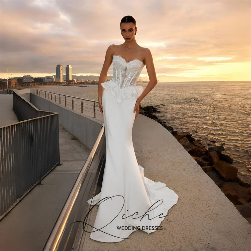 

QICHE Elegant Lace Mermaid Wedding Dresses Women 2026 Sweetheart Sleeveless Open Back Bridal Gown Vestidos De Noiva Customized