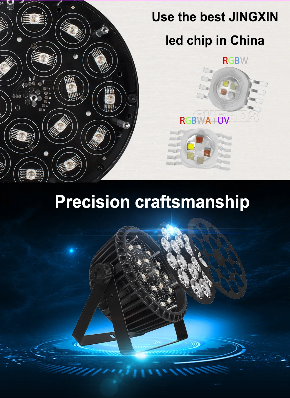 18x18w RGBWA UV Wash Effect Par Flache Aluminium 6in1 LED Bühne Lichter Für DJ Disco Club Hochzeit party DMX512 SHEHDS – Detail 4