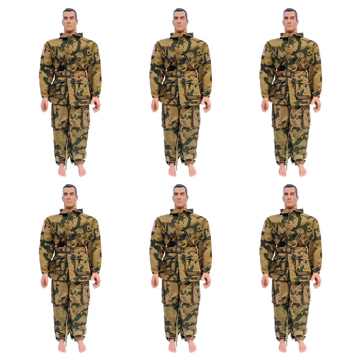 6 Set 1/6 Scale Clothes Soldier Desert Snow Camo Uniforms Army Cloth Suit for 12