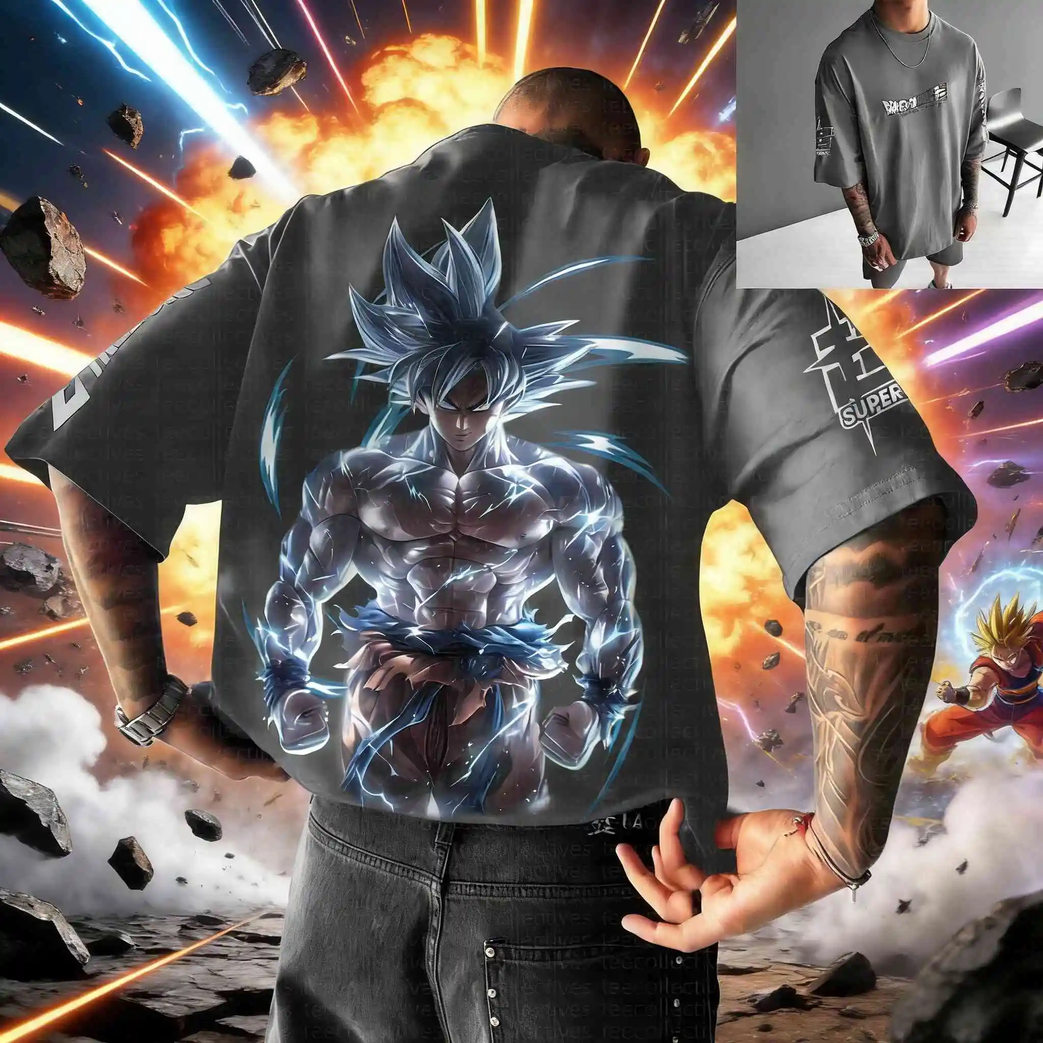 2026 Summer Men's Dragon Ball Retro Anime Cotton T-shirt Casual Loose Sports Daily Wear Ultra Instinct Goku Print Top