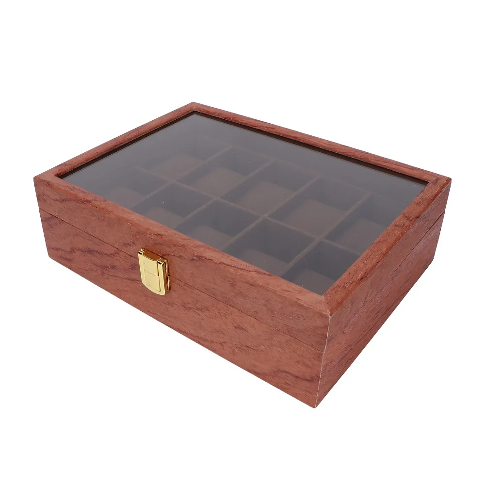 Large Composite Wood Watch Display Box Coffee colored watch pillow 26.5 x 20 x 8cm Watch Organizer Watch Box For Men