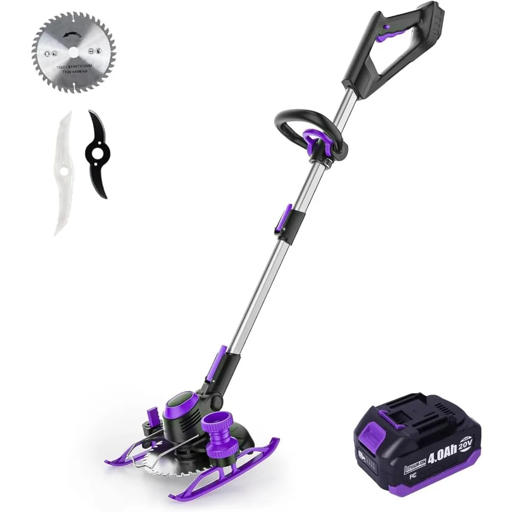 

Беспроводной Weed Wacker, легкий вес 5,2 фунта, обрезной/косилка/триммер 3 в 1, питание от аккумулятора 20 В, 4,0 Ач, время работы 75 минут (Suya)