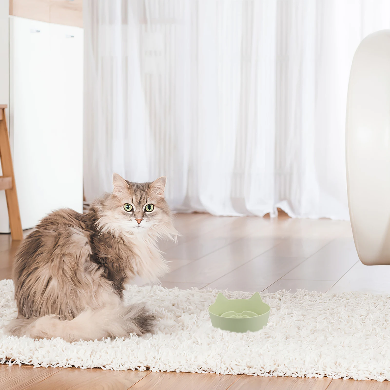 

Cat Slow Feeder Bowl Non Slip Cute Colors Shallow Feeding Plate Plastic Pet Food Bowl for Kitten Puppy Small Animal