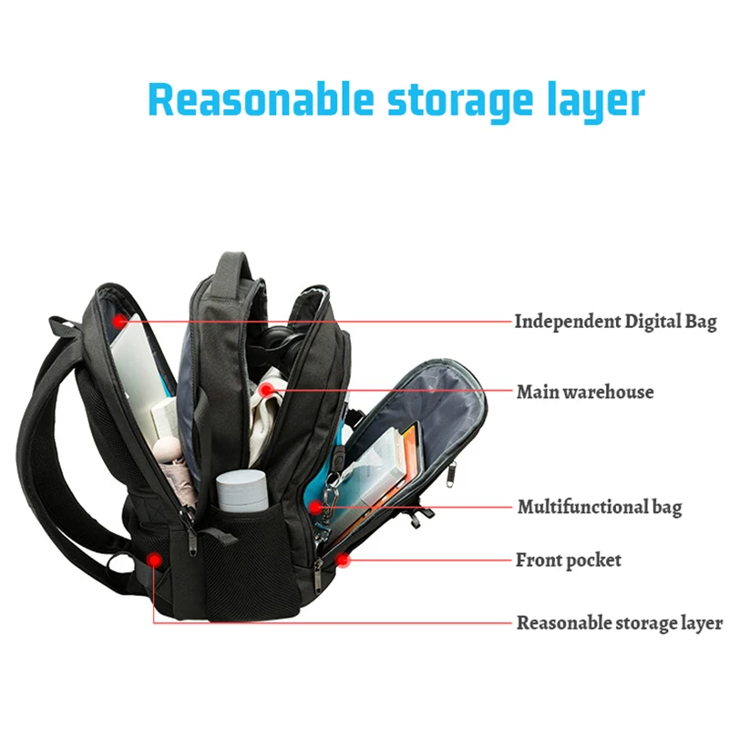Imagem -05 - Mochila Laptop para Homens Porta Usb Mochila de Negócios Bolsa de Viagem Mochilas Notebook Mochila Escolar para Homens 15.6 17.3 Polegada