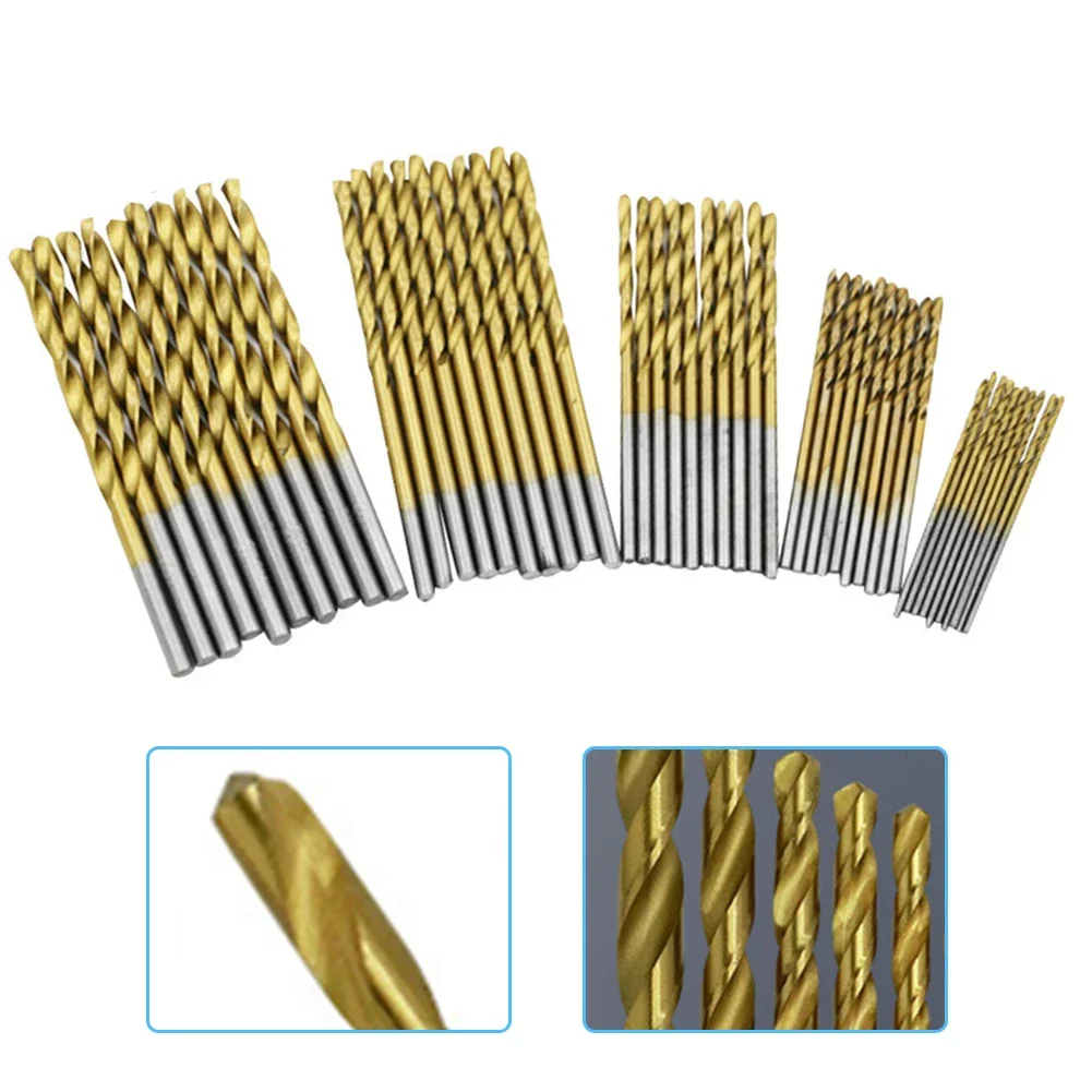 50 Uds juegos de brocas HSS juegos de brocas para Metal mampostería madera para proyectos de bricolaje para madera 1mm 1,5mm 2mm 2,5mm 3mm