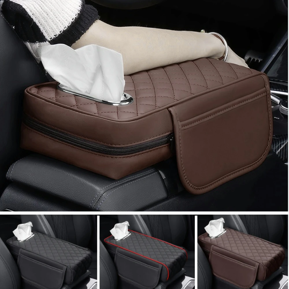 

Car Armrest Pad with Tissue Storage Thicken Memory Foam Anti Scratch Pads Center Console Car Elbow Rest Pocket Organizer Bag