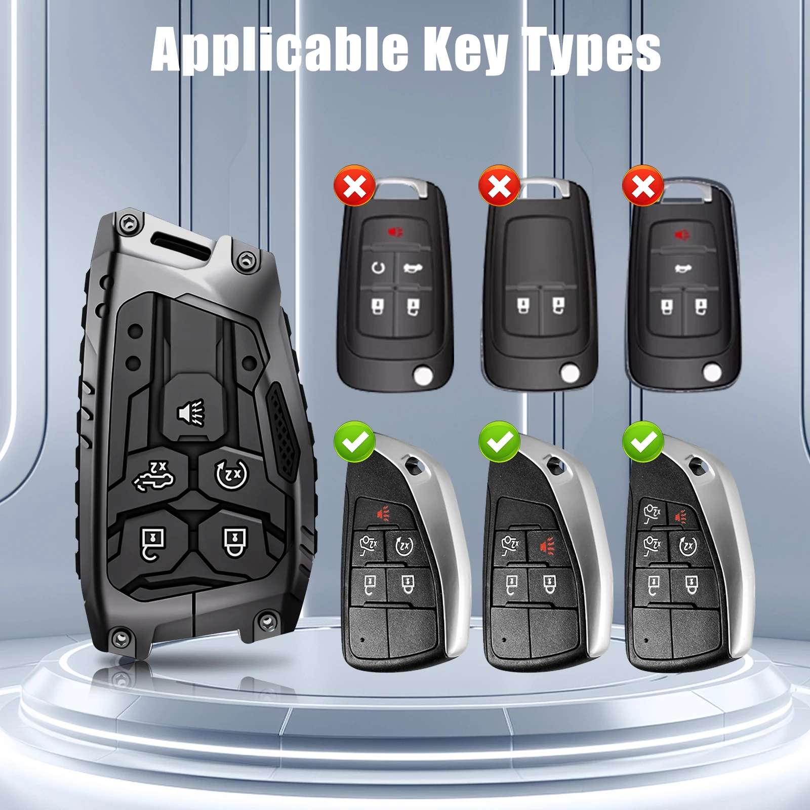 Heavy Key Fob Cover Protector Compatible with GMC Sierra1500&Chevy Silverado 1500 2022-2025,2500HD 3500HD, Keychain view 2