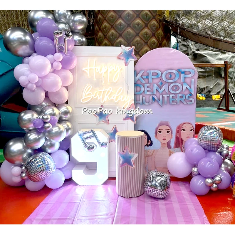 1 ensemble Kpop chasseurs de démons thème guirlande arc ballon enfants fête d'anniversaire décor fournitures bébé douche Gifs