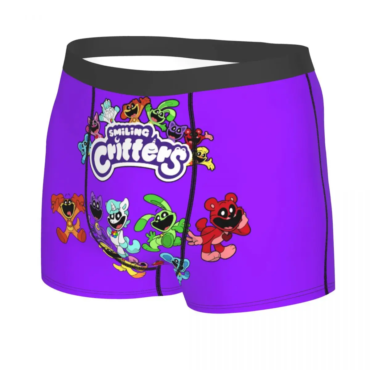 Custom Male Colorful Smiling Big Mouth Critters Group Underwear Animated Game Boxer Briefs Stretch Shorts Panties Underpants