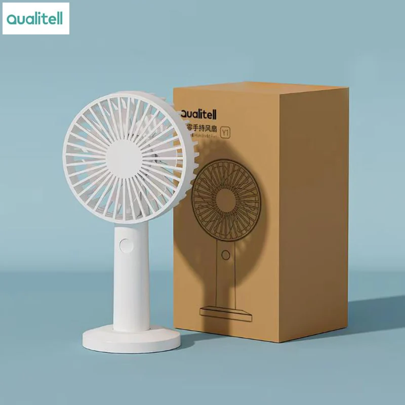 Qualitell 1800mAh Portable Handheld Fan Desk Fan with Base Small Hand Fan Rechargeable Vertical Pocket Mini Fan Three Wind Speed