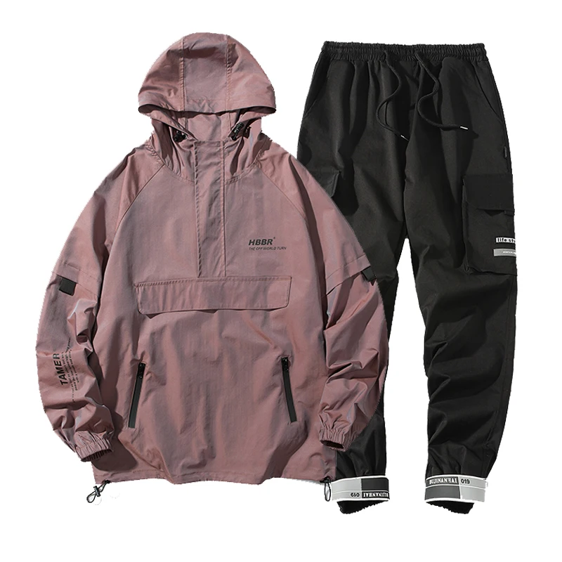 2022 Men's Hip Hop Tracksuit Mens Clothing 2 Pieces Sets Man Streetwear Jacets And Harem Pants ABZ551