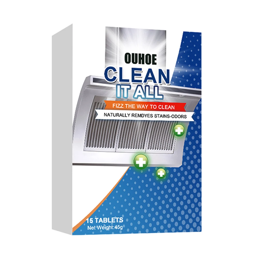 15pcs Kitchen Heavy Grease Cleaner Tablet Stove Oven Powerful Stain Remover Effervescent Kitchen Grease Foam Detergent