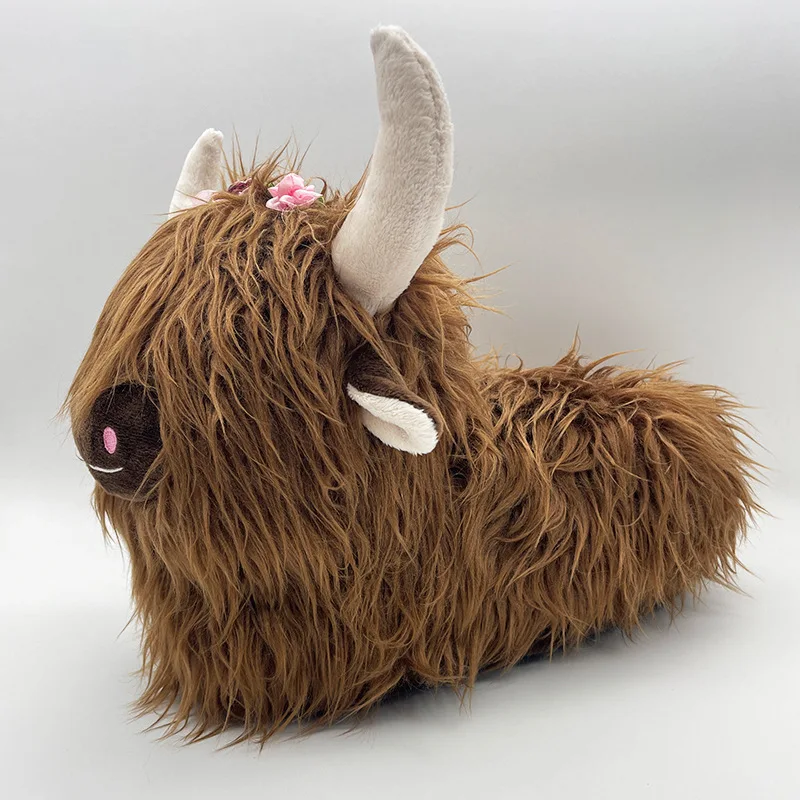 New Cute Yak Long-Pile Slippers Home Style Warm Winter Essentials Adorable Plush Slippers Unisex Design