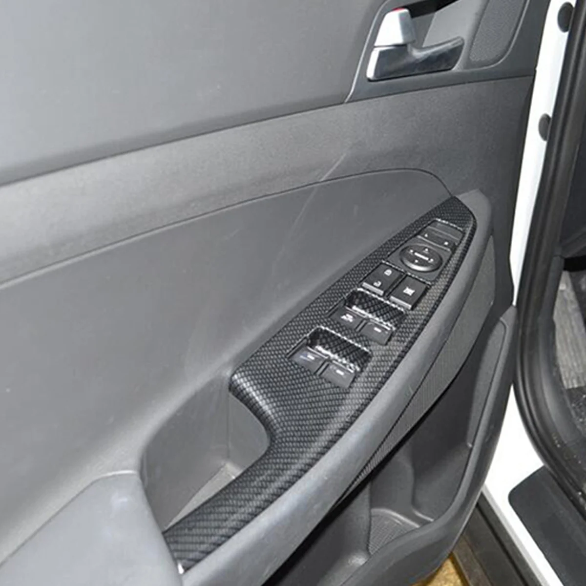 

BT-4 Pcs Door Window Glass Switch Button Cover Trim & 1 Pcs Central Console Gear Shift Box Panel Cover Trim