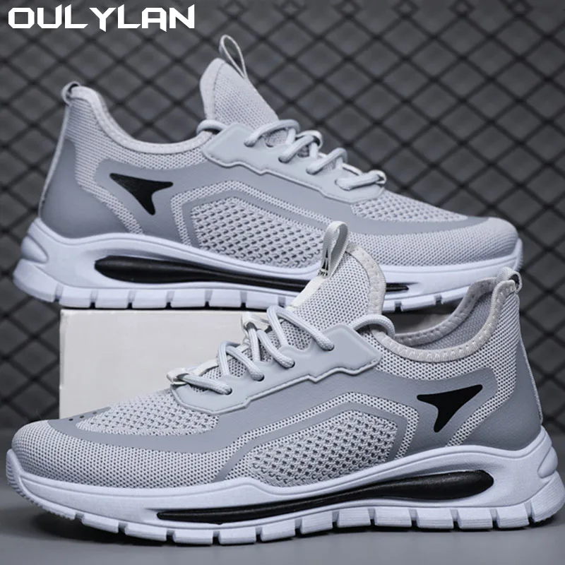 Oulylan Lightweight Running Shoes For Men Fashion Designer Mesh Casual Sneakers Lace-Up Male Outdoor Sports Tennis Shoes