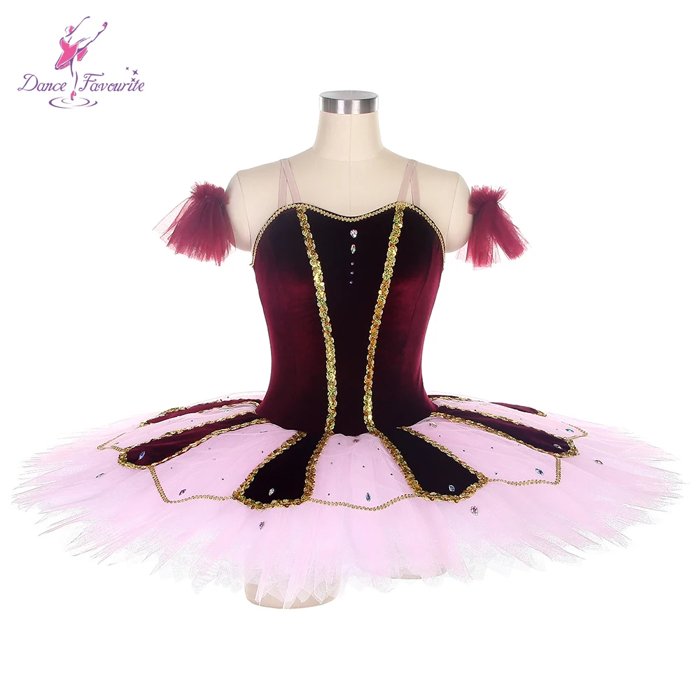 Dance Favourite Ballet Tutus BLL482 Pre-professional Ballet Tutu Pancake Tutu Burgundy Velvet Bodice Tutu