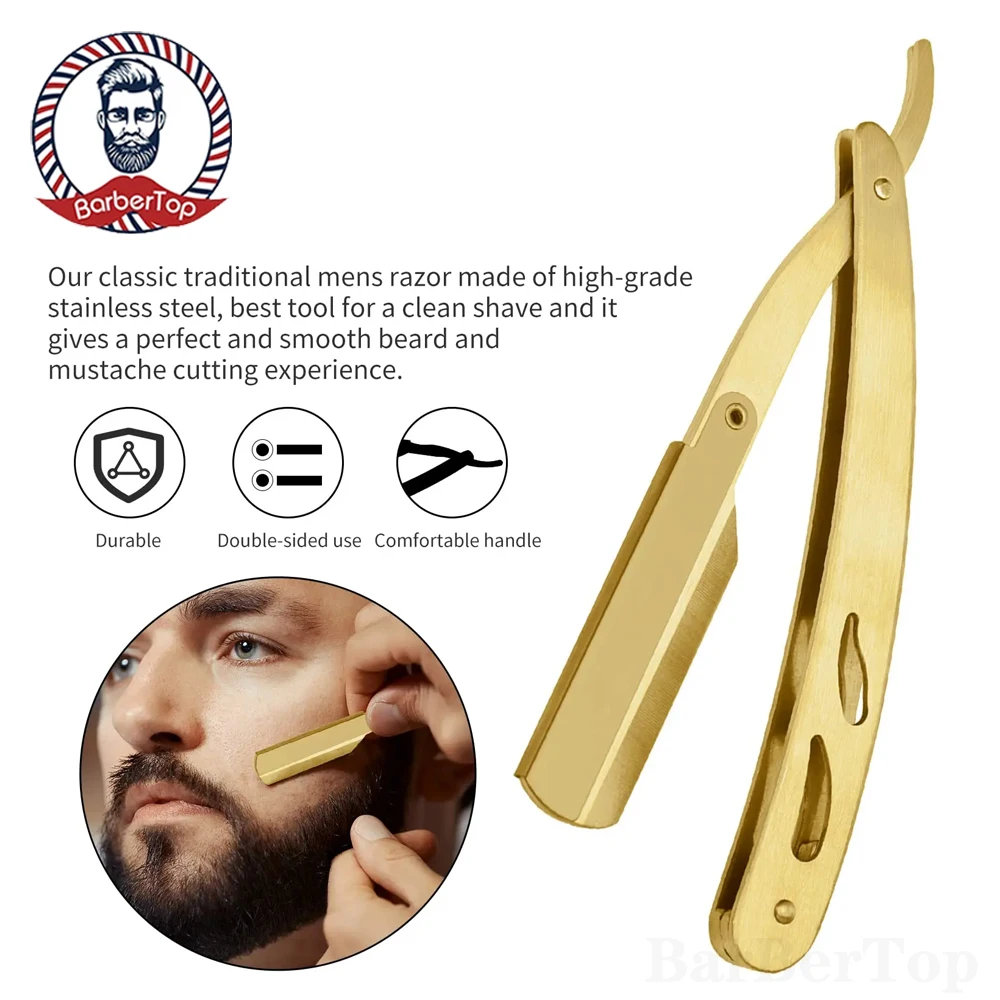 

Shaving Trimming Knife Holder Manual Shaver Haircut Beard Eyebrow Shaving Tool Stainless Steel Folding Barber Razor