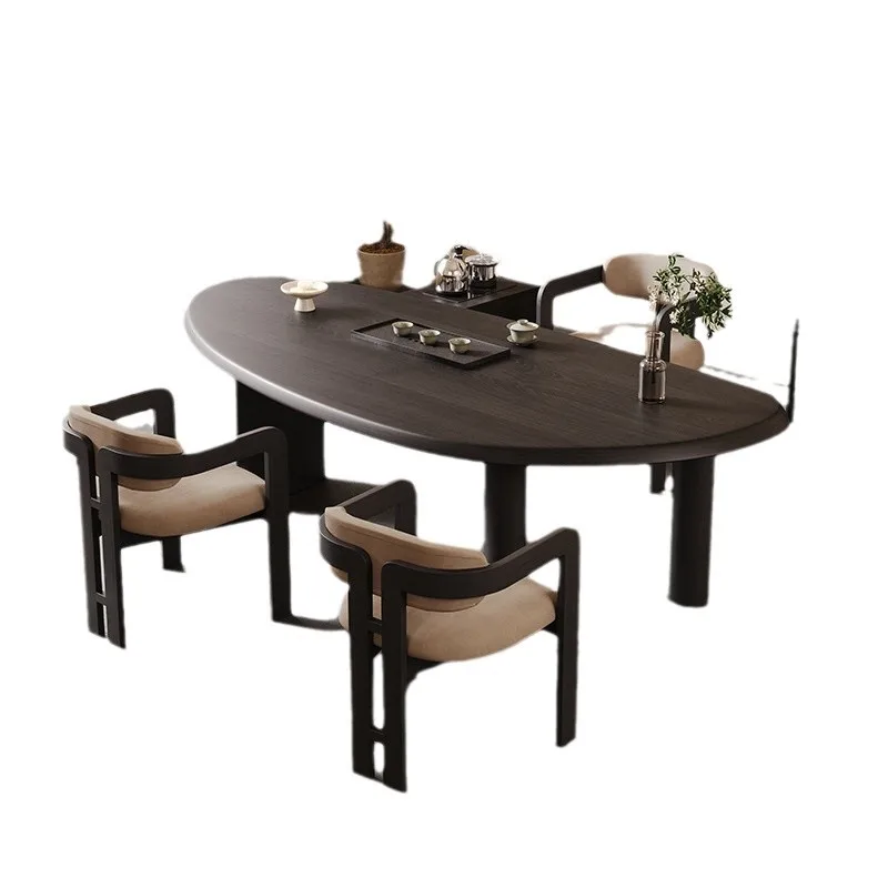 

All solid wood simple tea table and chair combination creative special-shaped living room home kung fu tea