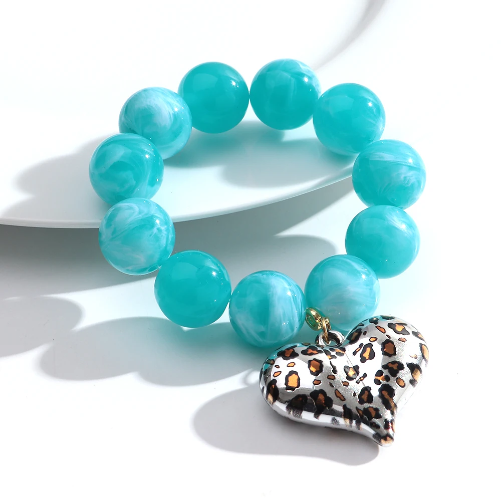 Boho Bunte Runde Perlen Herz-Anhänger Elastische Armbänder Mode Geometrische Perlenarmband Damen Schmuck Geschenke – Detail 13