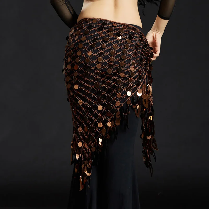Belly Dance Cymbal Triangle Shawl Mermaid Hip Scarf Waist Chain Performance Costume Set