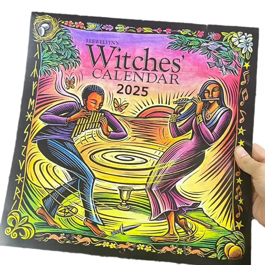 2025 Witches\' Botanical Calendar Book Wall Hanging Decorative Wall Art Creative Gift for Family Friends