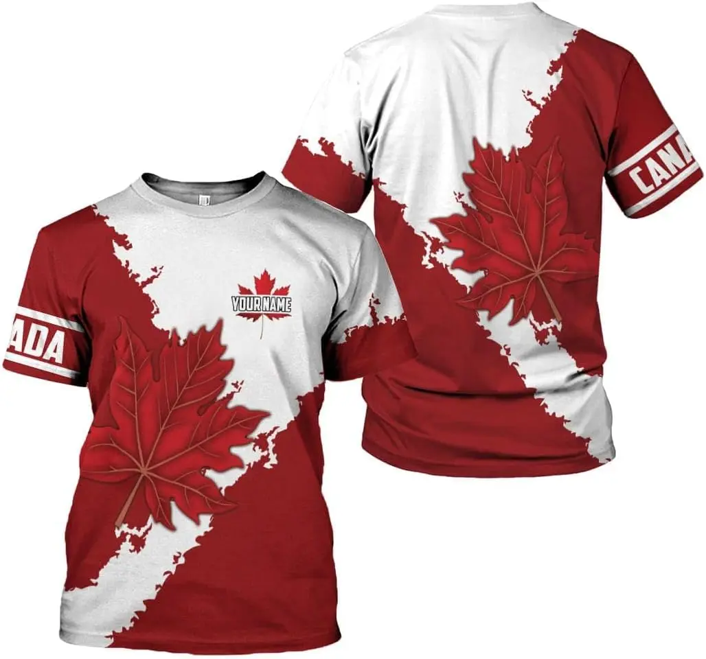 Canada Flag T-shirt Custom Men's Women's Tops Summer T-shirt Street Harajuku Oversized T-shirt Sports Casual Short-sleeved